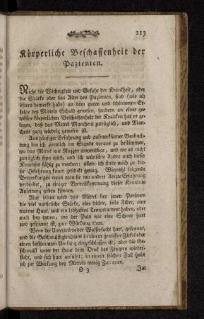 Körperliche Beschaffenheit der Pazienten.