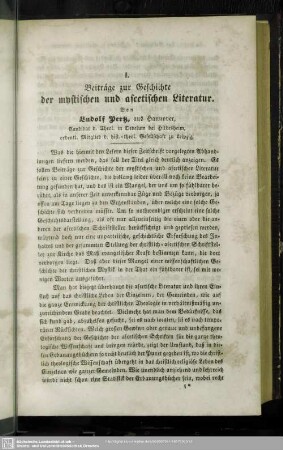 Beiträge zur Geschichte der mystischen und ascetischen Literatur