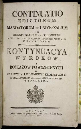 2,3: Edicta et mandata universalia in regnis Galiciae et Lodomeriae [...]. 2,3