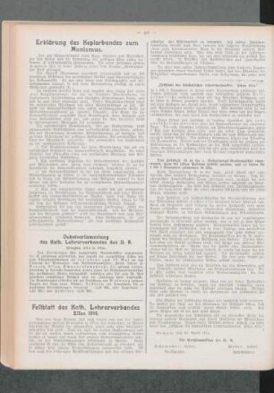 Festblatt des Kath. Lehrerverbandes Essen 1914