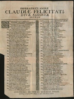 Imperatrici. Animae. Claudiae. Felicitati. Divae. Augustae. Sacrum.