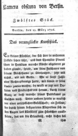 Zwölftes Stück, 19. März 1796