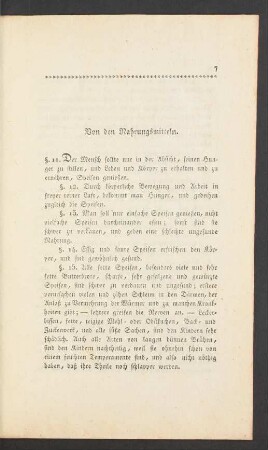 Von den Nahrungsmitteln. Von den Getränken.