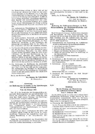 Anweisung der Prüfungsanordnungen im Fach Körpererziehung für Betriebsberufsschulen und Berufsschulen : 13/64 vom 10. Februar 1964 ; [Verfügungen]