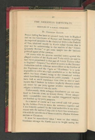 The Armenian Difficulty. Results of a Local Enquiry.