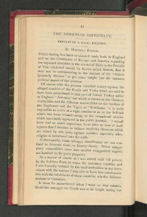 The Armenian Difficulty. Results of a Local Enquiry.