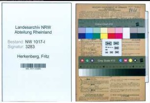 Entnazifizierung Fritz Herkenberg , geb. 11.03.1893 (Versandleiter)
