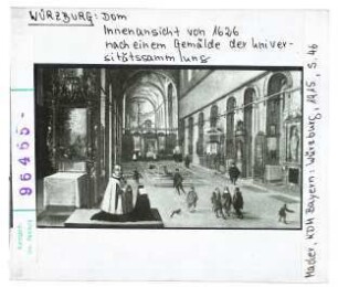 Würzburg: Dom, Inneres vor Barockisierung. Gemälde von 1626