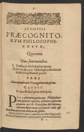 Synopsis praecognitorum Philosophicorum, [...]