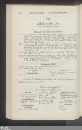 VII. Gesamtministerium