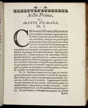 Sectio Prima, De Mente Humana, [...]