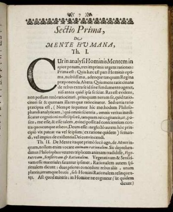 Sectio Prima, De Mente Humana, [...]