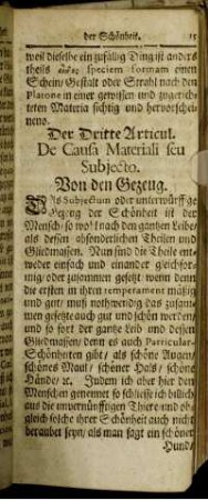 Der Dritte Articul. De Causa Materiali seu Subiecto. Von den Gezeug