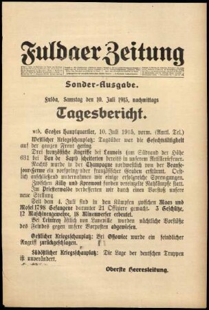 Ausgabe vom Samstag, den 10. Juli 1915.