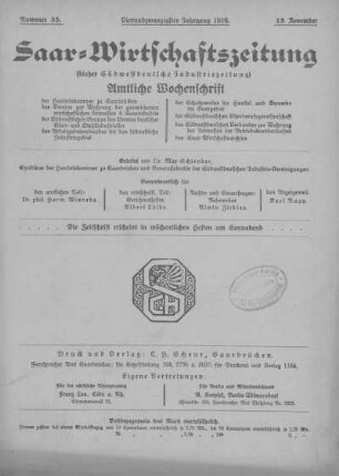 Nummer 33: 15. November 1919