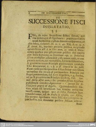 De Successione Fisci Dissertatio