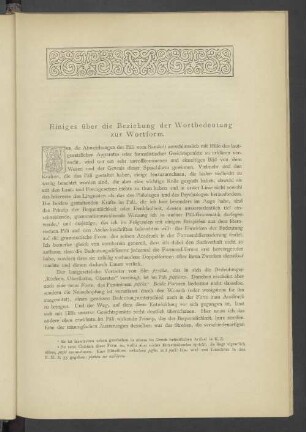 Einiges über die Beziehnung der Wortbedeutung zur Wortform