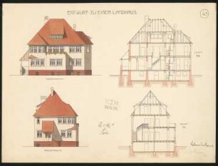 Landhaus: Ansichten und Schnitte