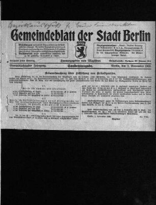 Sonderausgabe, 3. November 1923