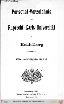 Wintersemester 1915/1916