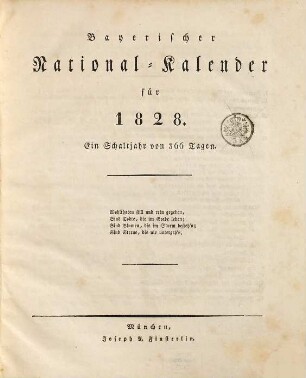 Bayerischer National-Kalender : für .... 1828