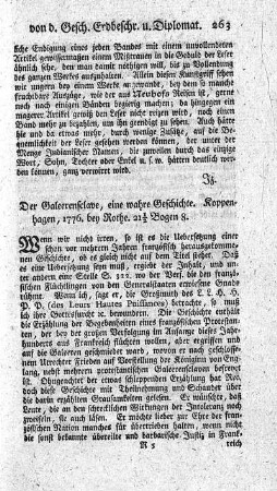 Der Galeerensclave, eine wahre Geschichte.
