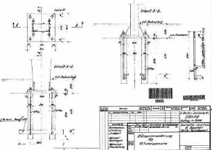 Reutlingen Hbf: Empfangsgebäude Überdachung Bahnsteig 1 Stützenverankerung für 12 Fundamente