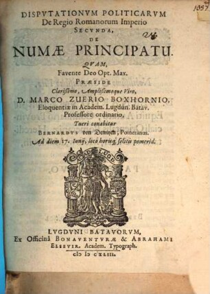 Dispvtationvm Politicarvm De Regio Romanorum Imperio ..., 2. De Numae principatu