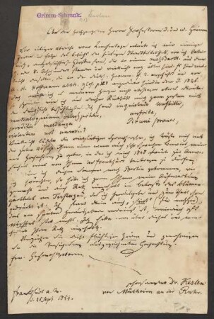 Brief an Jacob Grimm und Wilhelm Grimm : 26.09.1854