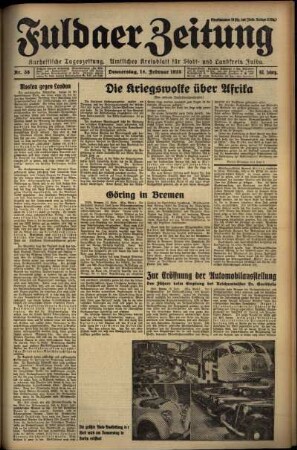 Erste Ausgabe vom Donnerstag, den 14. Februar 1935.