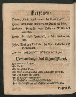 Personen. Verwandlungen des Schau-Platzes