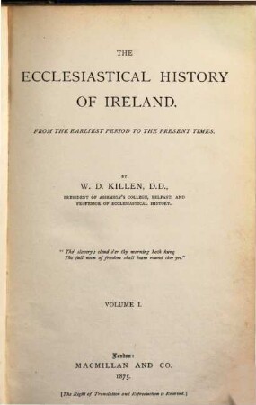 The ecclesiastical history of Ireland : from the earliest period to the present times, 1