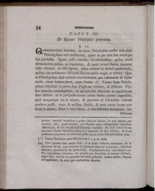 Caput III. De Epicuri Philosophia generatim.