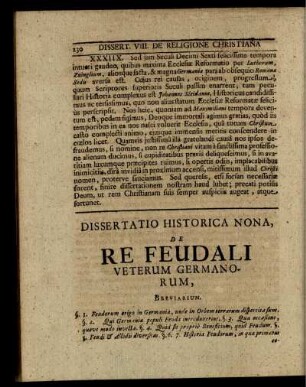 Dissertatio Historica Nona, de Re Feudali Veterum Germanorum,, ...