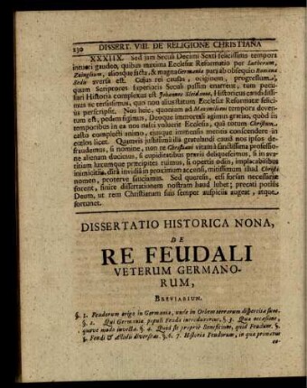 Dissertatio Historica Nona, de Re Feudali Veterum Germanorum,, ...