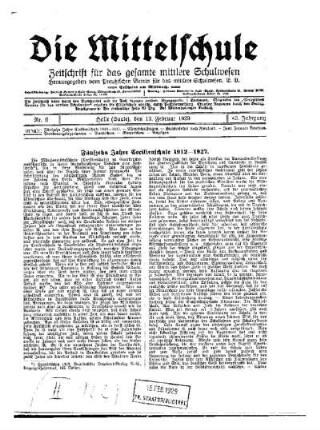 Fünfzehn Jahre Cecilienschule 1912 - 1927