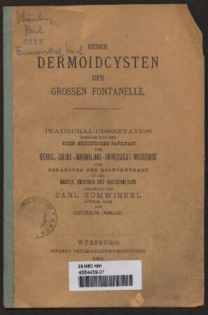 Ueber Dermoidcysten der grossen Fontanelle