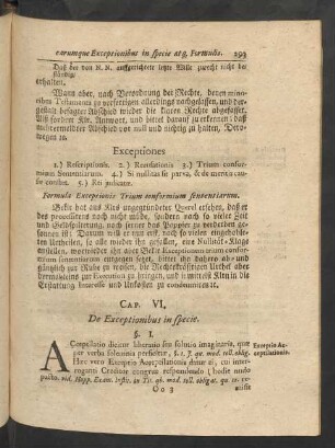 Cap. VI. De Exceptionibus in specie