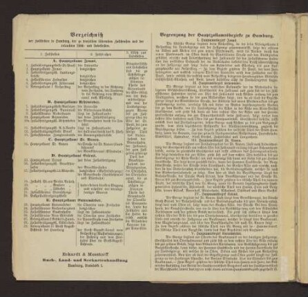 Verzeichniß der Zollstellen in Hamburg, der zu denselben führenden Zollstraßen und der erlaubten Lösch- und Ladestellen