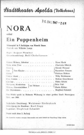 Nora oder Ein Puppenheim