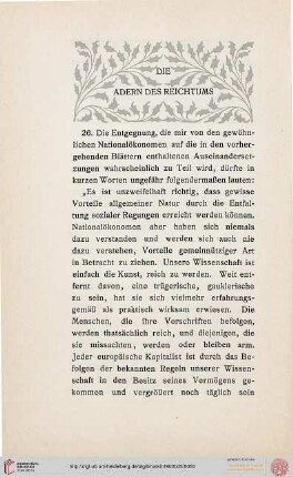 II. Die Adern des Reichtums