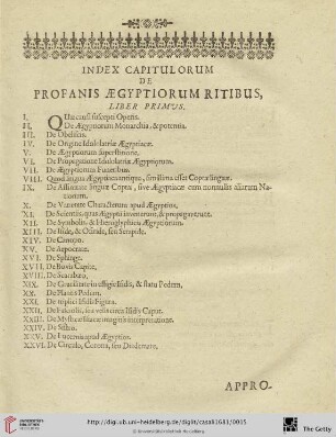 Index capitulorum de profanis romanorum ritibus, liber secundus.