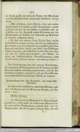 Donnerstag den 6ten December, um neun Uhr Morgens