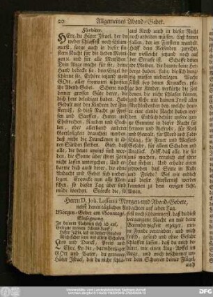 Herrn D. Joh. Lassenii Morgen- und Abend-Gebete, nebst denen täglichen Andachten auf ieden Tag.