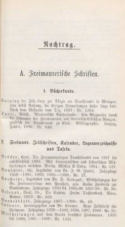 A. Freimaurerische Schriften.