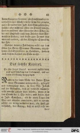 Das sechste Kapitel