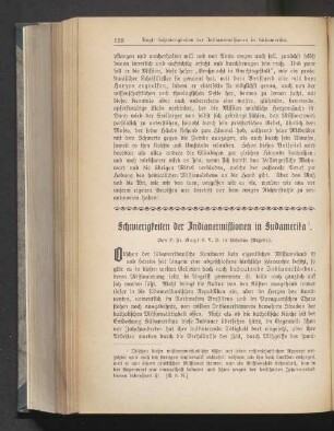 Schwierigkeiten der Indianermissionen in Sudamerika