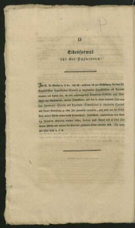 D. Eidesformel für die Taxatoren
