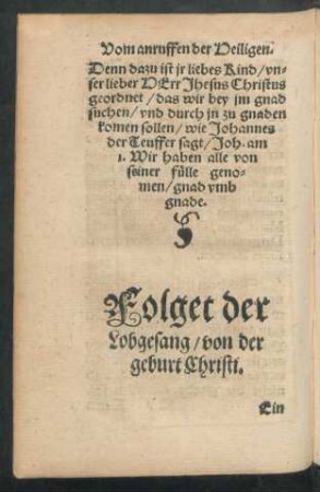 Folget der Lobgesang/ von der geburt Christi.