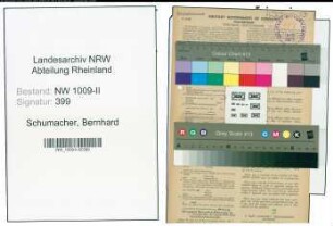 Entnazifizierung Bernhard Schumacher , geb. 17.07.1902 (Postschaffner)